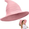 Bredskygget Strikket Heksehat, Foldbar Spids Filthat til Kvinder, Halloween Cosplay Kostume Maskerade Tilbehør