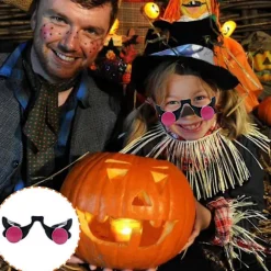 Briller LED Halloween Briller Uhyggeligt Kostume Rekvisit Glødende Jul Kreative Briller Til Fester Cosplay B