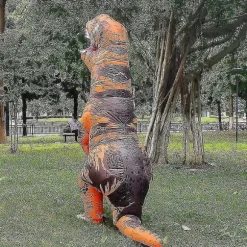 Børn og voksne dinosaur oppustelig cosplay kostumer T-rex anime tegneserie festkjole kostumer Halloween kost lilla