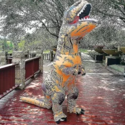 Børn og voksne dinosaur oppustelig cosplay kostumer T-rex anime tegneserie festkjole kostumer Halloween kost lilla