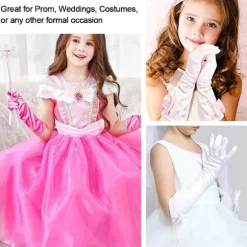 Børne Lange Handsker Prinsesse Danseforestilling Scenehandsker_jar red