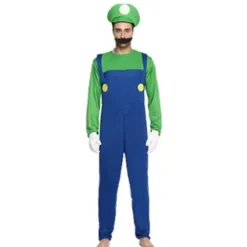 Børne Super Mario Luigi Bros Cosplay Kostume Adult male green XL:180-190CM