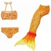 Børnepige Havfrue 3-delt sæt Cosplay Kostume Fiskehale Bikini Badedragt Orange Tw