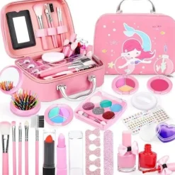 Børns Makeup Legetøj Piger, 20 stk Makeup Taske, Pink Makeup Sæt Legetøj Bedste Gave til Pige Komfortabel, SD
