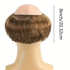 [Brun munkeparyk] Brun lige kort herre munkeparyk med barberet hoved | med hætte, perfekt til Halloween-kostume, temafester og rollespil (Cosplay) Brown 8inch | Fyndiq