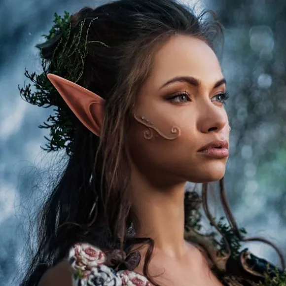 Brune Alfeører - Kort og Langt Fe-Øre Sæt, Silikon Vampyrører, Brun Pels Kvinder, Cosplay, Renaissance Dark brown 2 pairs