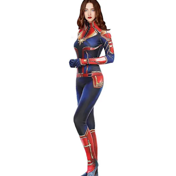 Captain Marvel Cosplay Kostume Jumpsuit Captain Marvel Bodysuit Halloween Party Karneval Fancy Dress Up Til Kvinder S