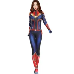 Captain Marvel Cosplay Kostume Jumpsuit Captain Marvel Bodysuit Halloween Party Karneval Fancy Dress Up Til Kvinder S