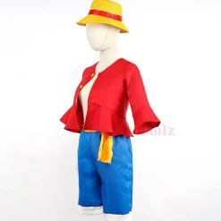 Caraele Anime Luffy Cosplay Kostume Frakke Bukser Hat Cosplay Sæt W hat XS
