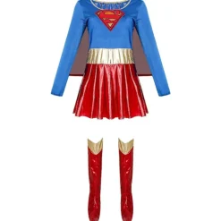 Caraele Plus Size Halloween kostume Sexet Supergirl kostume sæt Cosplay Pu Læder Superman kostume M
