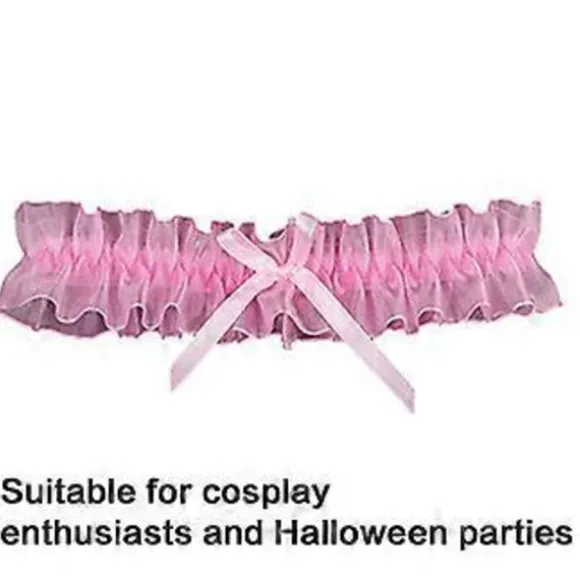 Catgirl Udklædningssæt Inklusive Hårbøjle Blondekrave Halskæde Handsker og Knæhøje Strømper til Kvinder Halloween Pink (Pink)
