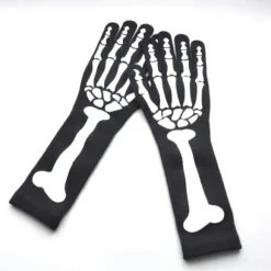 CDQ 1 par Halloween lysende skelet-handsker fuldfinger til cosplay flerfarvet CDQ