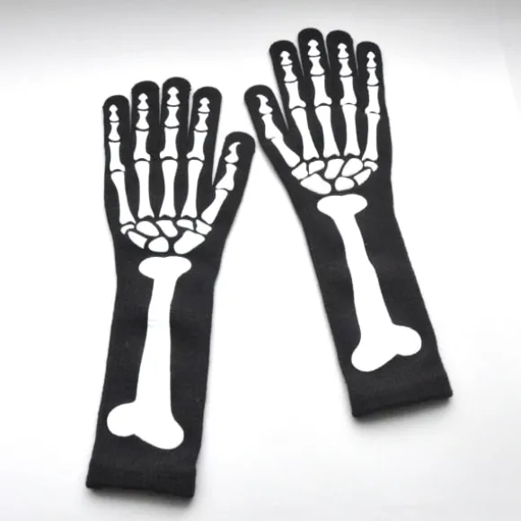 CDQ 1 par Halloween lysende skelet-handsker fuldfinger til cosplay flerfarvet CDQ