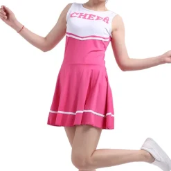 Cheerleader Kjole Kostume til Piger, Skolepiger Musikalsk Cheerleader Uniform med Ærmeløs Og Rund Halsudskæring, Strækbare Materialer Bløde Og