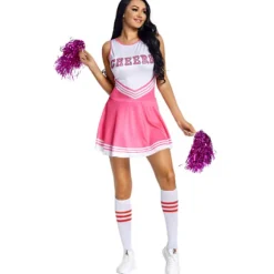 Cheerleader kostume til kvinder Halloween outfit pink S