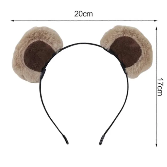 Chipmunk Øre Hårbøjle Plys Bjørne Øre Dekor Pige Hovedbeklædning Elastisk Design Dyretema Hårbøjle Makeup Hovedbeklædning (FMY) Khaki