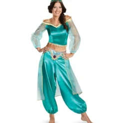 【CJY】Udklædning【CJY】Halloween Aladdin Jasmine Prinsesse Fancy Dress Karneval Cosplay Kostume S til kvinder Blå Grøn Blue Green XL