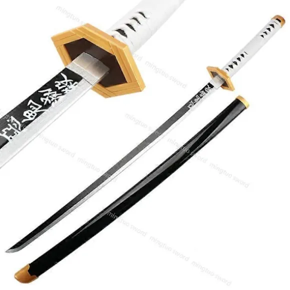 104cm Demon Slayer Sværd 1:1 Nichirin Sværd Bambus Klinge Kimetsu no Yaiba Zenitsu Tanjirou Katana Våben Anime Cosplay Prop Sabito