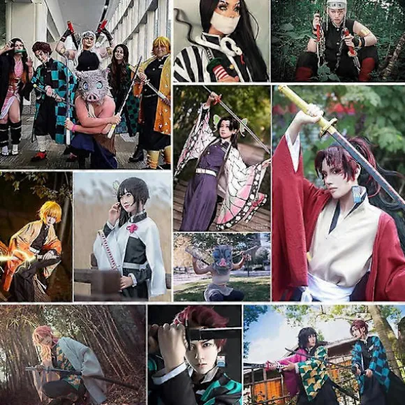 104cm Demon Slayer Sværd 1:1 Nichirin Sværd Bambus Klinge Kimetsu no Yaiba Zenitsu Tanjirou Katana Våben Anime Cosplay Prop Sabito