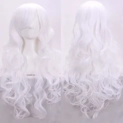 24"/60cm Langt Krøllet Anime Paryk til Kvinder Mix Pink Lilla Hårparyk til Daglig Brug