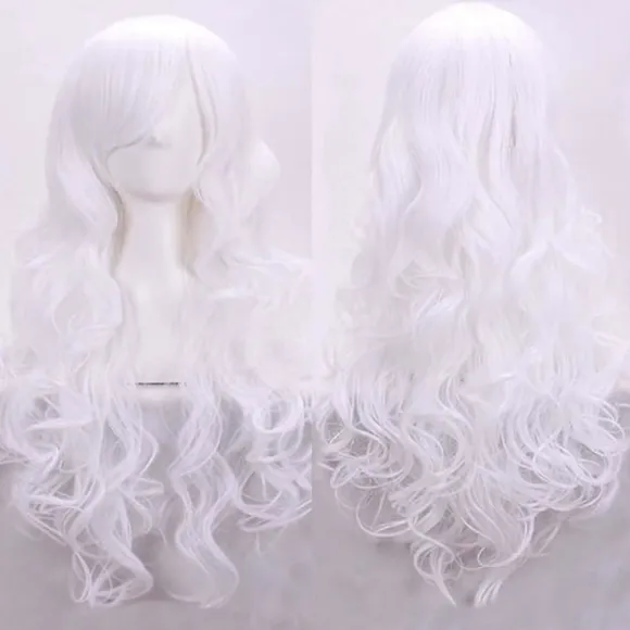 24"/60cm Langt Krøllet Anime Paryk til Kvinder Mix Pink Lilla Hårparyk til Daglig Brug