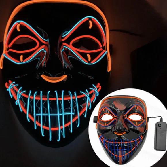 Color Led - Musik Speed ​​Led Maske - Halloween Led Maske - Led Royal blue+orange+red