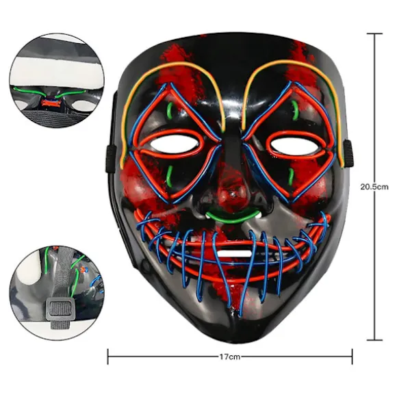 Color Led - Musik Speed ​​Led Maske - Halloween Led Maske - Led Royal blue+orange+red