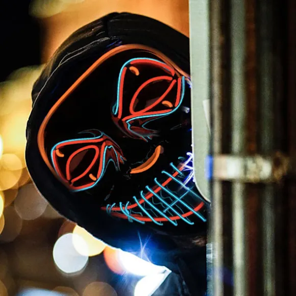 Color Led - Musik Speed ​​Led Maske - Halloween Led Maske - Led Royal blue+orange+red