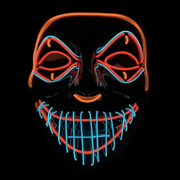 Color Led - Musik Speed ​​Led Maske - Halloween Led Maske - Led Royal blue+orange+red