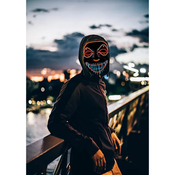 Color Led - Musik Speed ​​Led Maske - Halloween Led Maske - Led Royal blue+orange+red