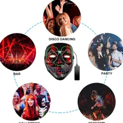 Color Led - Musik Speed ​​Led Maske - Halloween Led Maske - Led Royal blue+orange+red