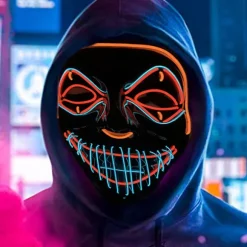 Color Led - Musik Speed ​​Led Maske - Halloween Led Maske - Led Royal blue+orange+red