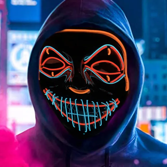 Color Led - Musik Speed ​​Led Maske - Halloween Led Maske - Led Royal blue+orange+red