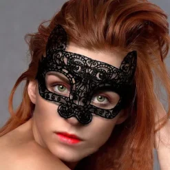Cool Cat Masquerade Mask, Kvinde Katte Maske Sød Venetiansk Blonder Maske Til Halloween