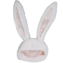 Cosplay Bunny Hat Fester Cosplay Hvid Plys Hætte Sjov Bunny Ears Hat til Kvinder Mænd