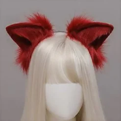 Cosplay Furry Dyreører Hårbøjle Hale Sæt Fancy Kjole Kostume Lang Pels Hovedbeklædning til Halloween Fest Dekoration Grå Gray