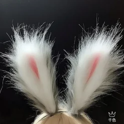 Cosplay Kanin Bunny Lange Ører Hårklemmer Hårbøjle White and grey
