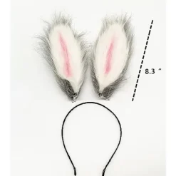 Cosplay Kanin Bunny Lange Ører Hårklemmer Hårbøjle White and grey
