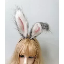 Cosplay Kanin Bunny Lange Ører Hårklemmer Hårbøjle White and grey