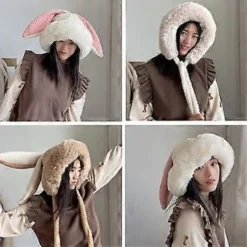 Cosplay Lange Ører Vinterhue Kanin Huer Nytår Vinterfest Halloween Påske Varm Fluffy Kaninører lys kaffe