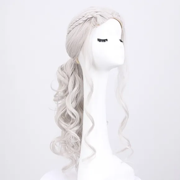Cosplay paryk cosplay til kvinder, daenerys paryk lang blond krøllet Kha