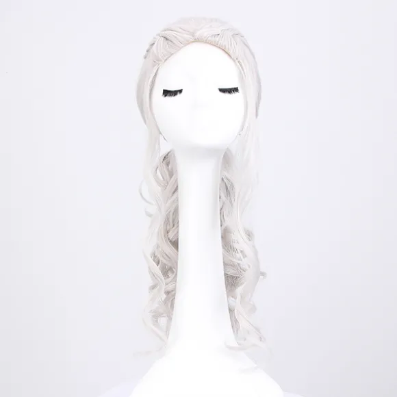 Cosplay paryk cosplay til kvinder, daenerys paryk lang blond krøllet Kha