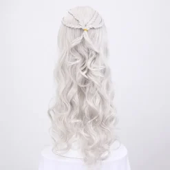 Cosplay paryk til kvinder, Daenerys paryk lang blond krøllet Kha