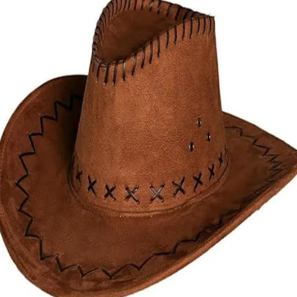 Cowboyhat til voksne, western cowboyhat, velegnet til udklædningskostume, sheriffhat, gauchohat