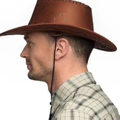 Cowboyhat til voksne, western cowboyhat, velegnet til udklædningskostume, sheriffhat, gauchohat