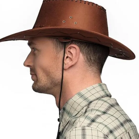 Cowboyhat til voksne, western cowboyhat, velegnet til udklædningskostume, sheriffhat, gauchohat