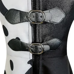 Cruella Kostume Sæt Kvinder Kjole + Sorte Handsker Outfit Sæt S