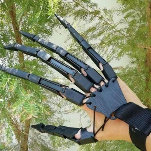 3D Halloween Trykte Leddede Fingerforlængelser Halloween Cosplay (FMY) Black Left hand