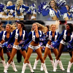 Dallas Cowboys Cowgirls Cheerleader Kostume Dame Voksen Fodbold Sexet Stjerne Hold Cheer Fancy Kjole L