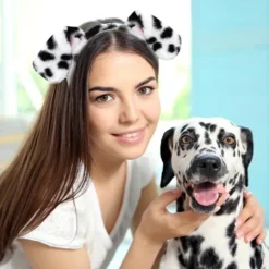 Dalmatiner Hundeøre Hårbøjle - 4-pak Hvalpeøre Hårbøjle Fluffy Hårbøjle Voksen Barn Dalmatiner Kostume til Makeup Vask Ansigt{f2}